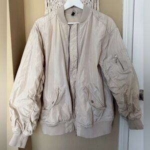 H&M Divided Padded Bomber Jacket in Light Beige Women's XS.